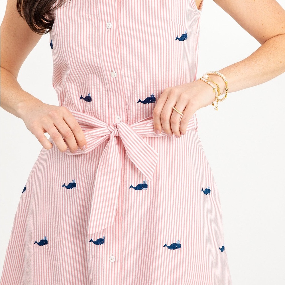 Kiel James Patrick Pink Midi Dress with Blue Whale Accents - Picture 3 of 4